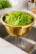 Escurridor de Acero Inoxidable Dorado 22 cm — foto 4