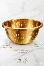 Escurridor de Acero Inoxidable Dorado 22 cm — foto 5