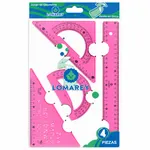 Juego de Geometría Flexible Lomarey 4 Piezas Rosa — foto 1