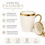 Taza Ovalada De Cerámica Con Filo Dorado TF812 — foto 3
