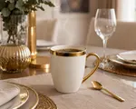 Taza Ovalada De Cerámica Con Filo Dorado TF812 — foto 5