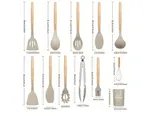 Set 12 Utensilios Cocina Silicona Mango Madera Amarillo — foto 2