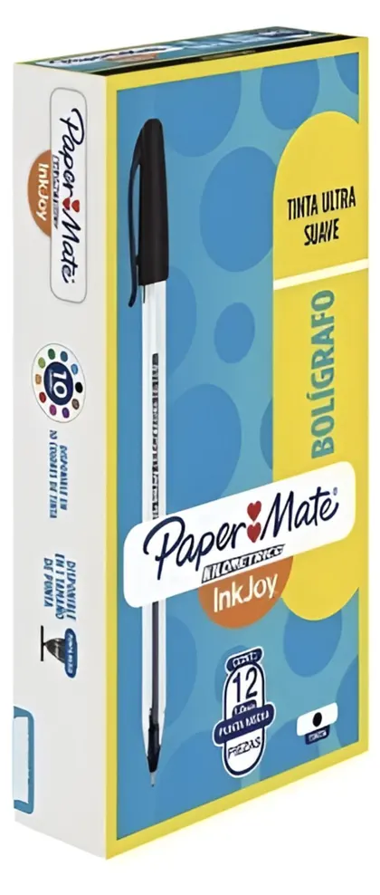 Bolígrafos Paper Mate Kilométrico Caja 12 Piezas Tinta Negra