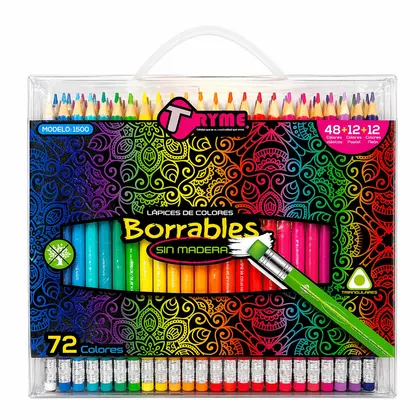 Lápices De Colores Borrables Tryme Set 72 Piezas