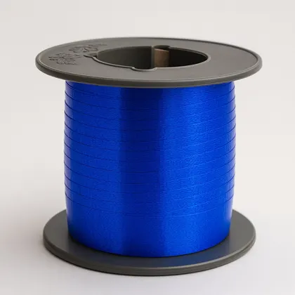 Listón Curly Liso 100 m Color Azul Rey