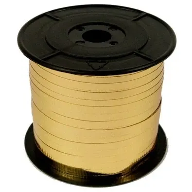 Listón Curly Metálico Dorado Rollo 100 m