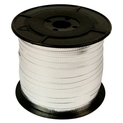 Listón Curly Metálico 100 m Color Plateado
