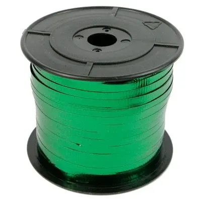 Listón Curly Metálico Verde Rollo 100 m