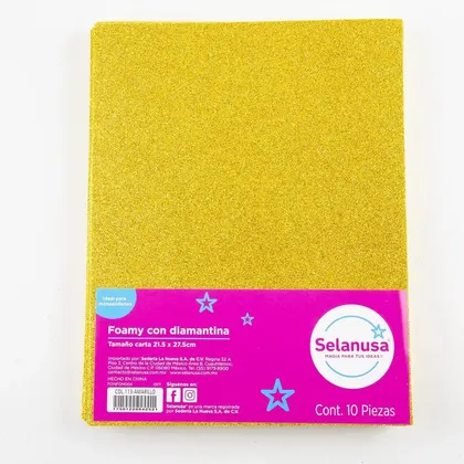 Foamy Diamantado Amarillo Tamaño Carta 10 Hojas