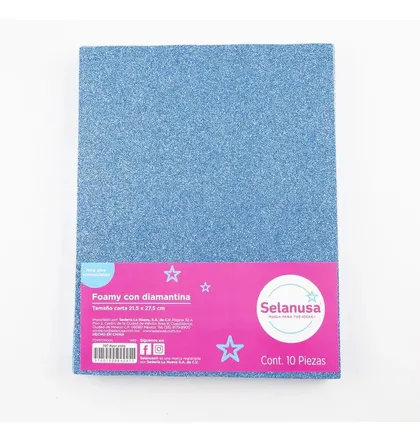 Foamy Diamantado Azul Cielo Carta Selanusa 10 Piezas
