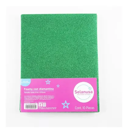 Foamy Diamantado Verde Bandera Carta Selanusa 10 Pzs