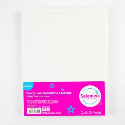 Foamy Diamantado Selanusa Carta 10 Piezas Blanco