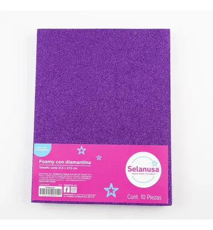 Foamy Diamantado Morado Carta Selanusa 10 Piezas