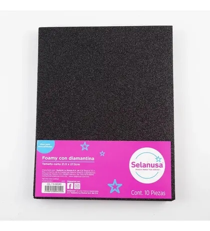Foamy Diamantado Negro Carta Selanusa 10 Piezas