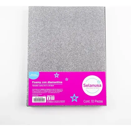 Foamy Diamantado Plata Carta Selanusa 10 Piezas