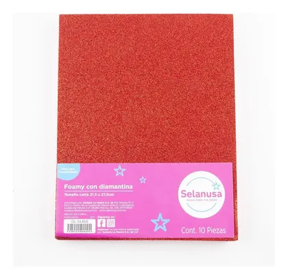 Foamy Diamantado Selanusa Carta 10 Piezas Rojo