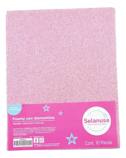 Foamy Diamantado Rosa Claro Carta Selanusa 10 Piezas