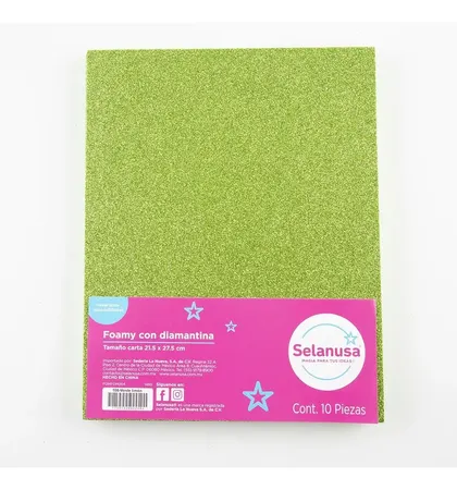 Foamy Diamantado Carta Selanusa 10 Piezas Verde Limón