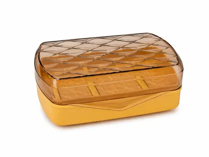 Jabonera de Viaje con Canasta Escurridora Amarillo Baby