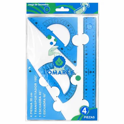Juego De Geometría Flexible Lomarey 4 Piezas Azul