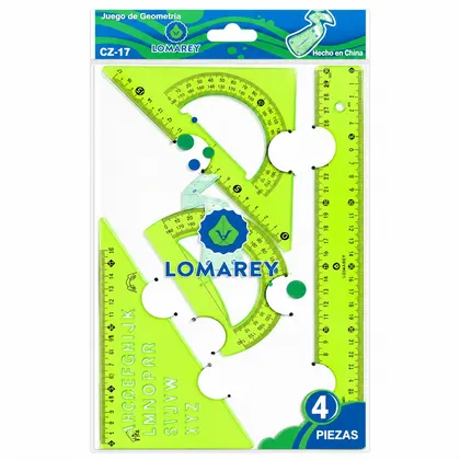 Juego De Geometría Flexible Lomarey 4 Piezas Verde Lima