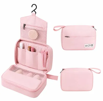 Neceser De Viaje Organizador Con Gancho Rosa