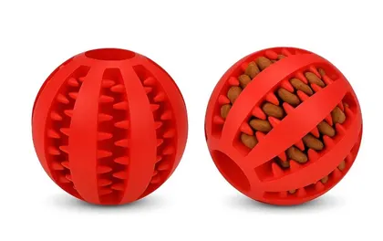 Pelota Comedero Interactiva Para Perro Color Rojo