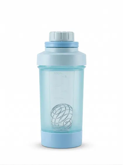Shaker Mezclador 500 ml con Bola de Acero Color Azul