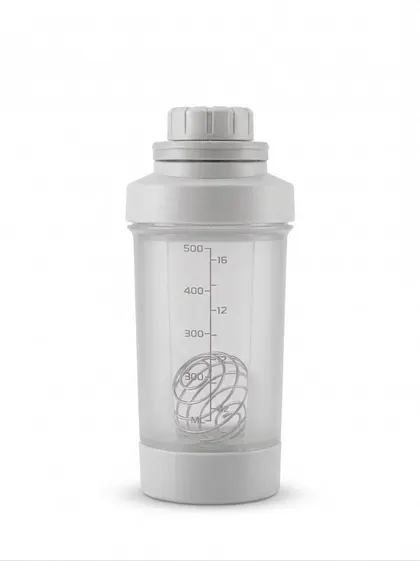 Shaker Mezclador 500 ml Con Bola Metálica Gris