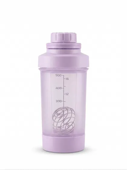Shaker Mezclador 500 ml con Bola de Acero Color Morado