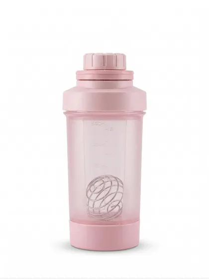 Shaker Mezclador 500 ml con Bola de Acero Color Rosa