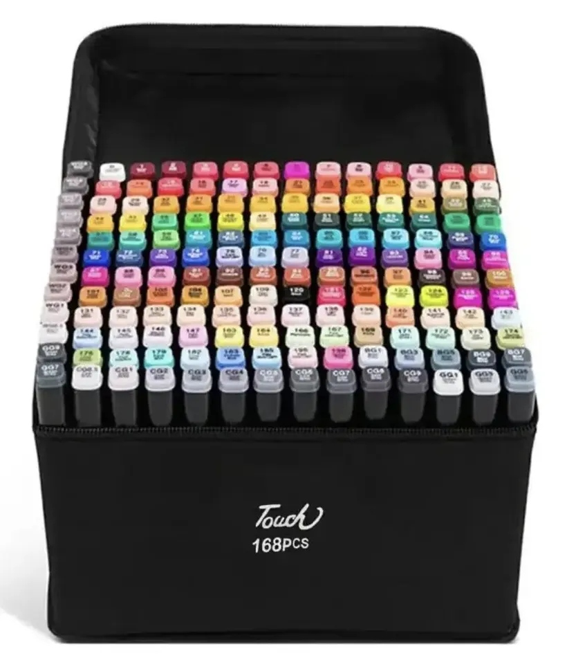 Estuche de 168 Plumones Doble Punta con Punta Pincel