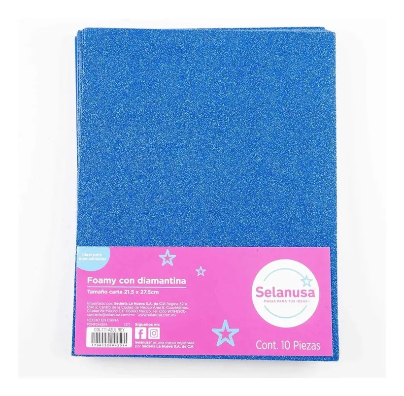 Foamy Diamantado Azul Rey Carta Selanusa 10 Piezas