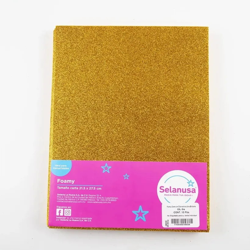 Foamy Diamantado Dorado Carta Selanusa 10 Piezas