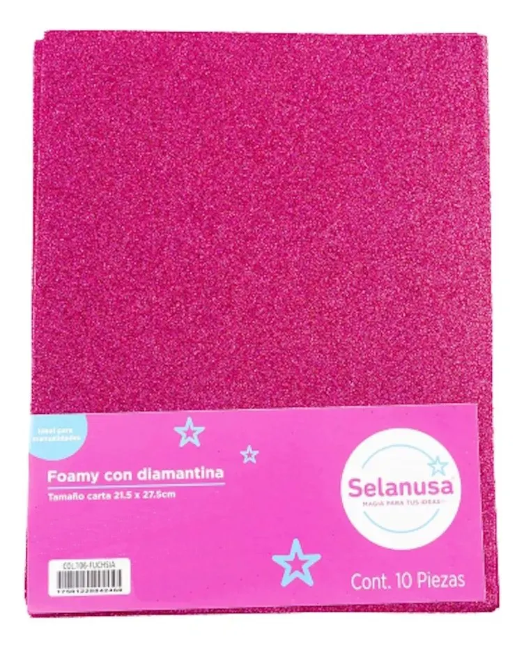 Foamy Diamantado Fucsia Carta Selanusa 10 Piezas