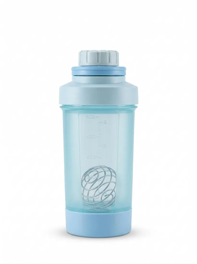 Shaker Mezclador 500 ml con Bola de Acero Color Azul