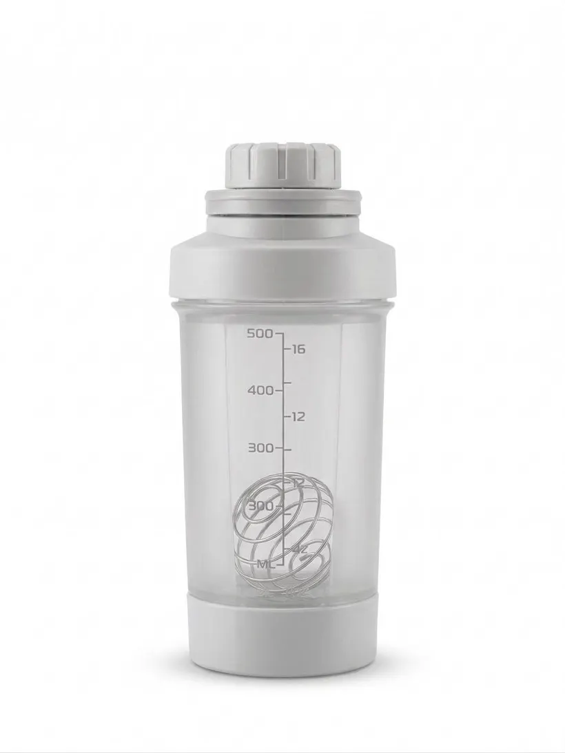 Shaker Mezclador 500 ml Con Bola Metálica Gris