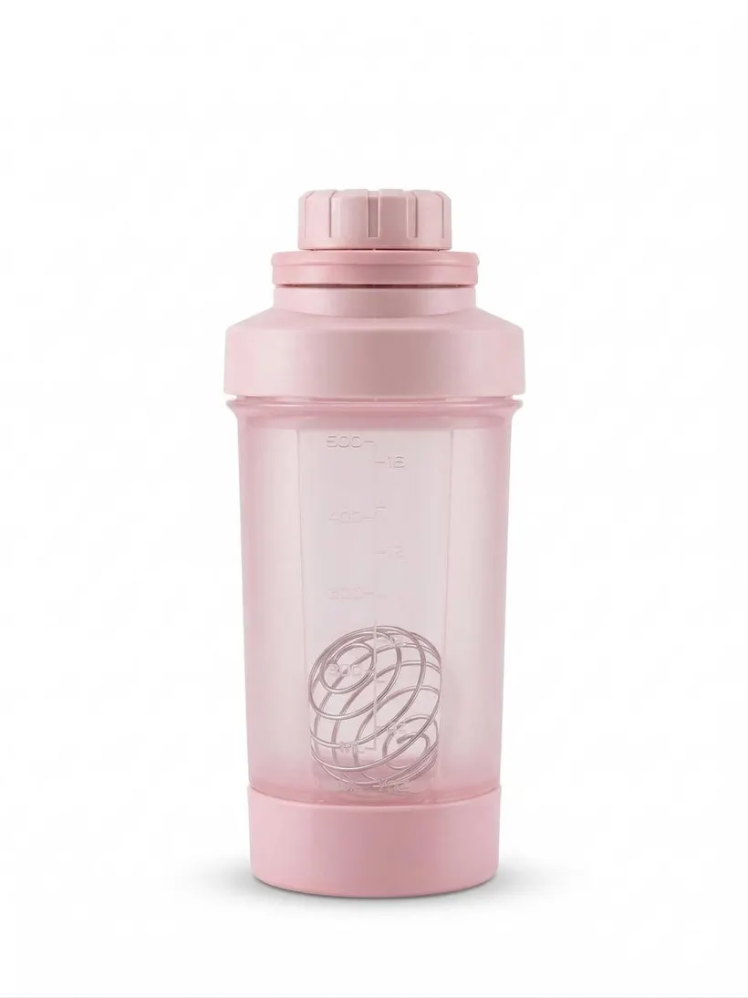 Shaker Mezclador 500 ml con Bola de Acero Color Rosa