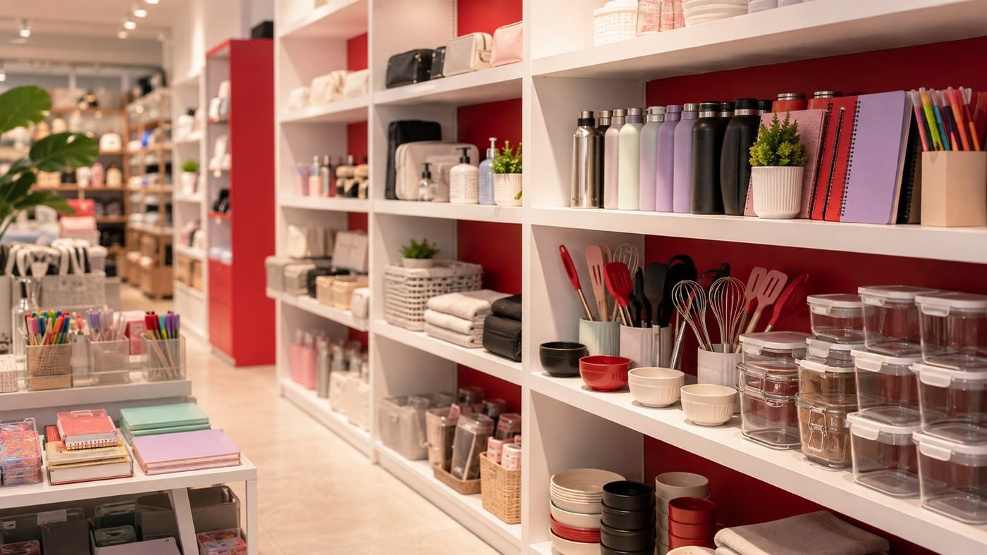 Interior de una tienda de variedad Danso